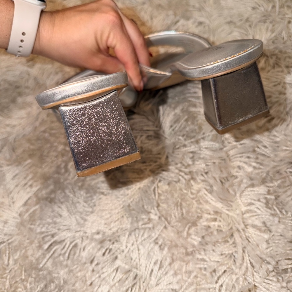 Aldo Metallic Silver Mules - Picture 3 of 5